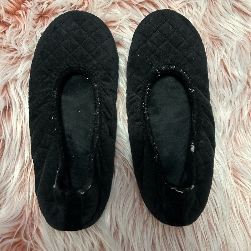 Black worn slippers size 9-10
